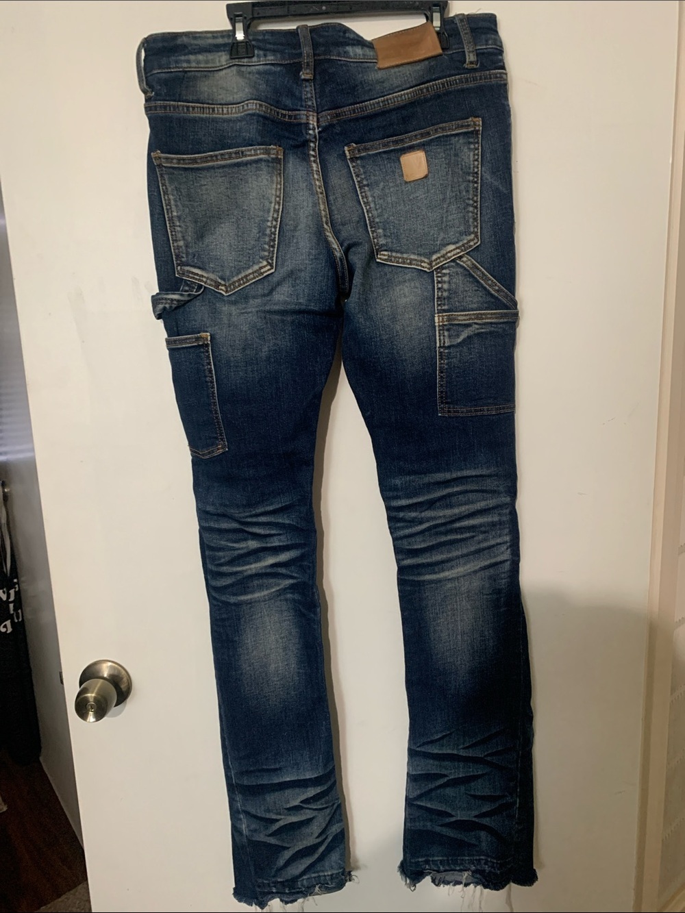 Dark Wash Skinny Jeans with Red Embroidered Trim - Picture 6 of 11